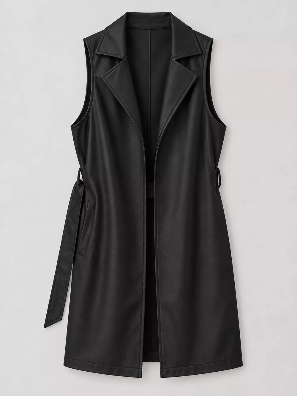 Tie Waist Longline Vest Coat, image 35