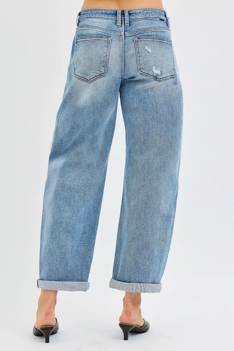 Full Size Slouchy Ankle Length Barrel Jeans with Cuffs Plus Size, image 4