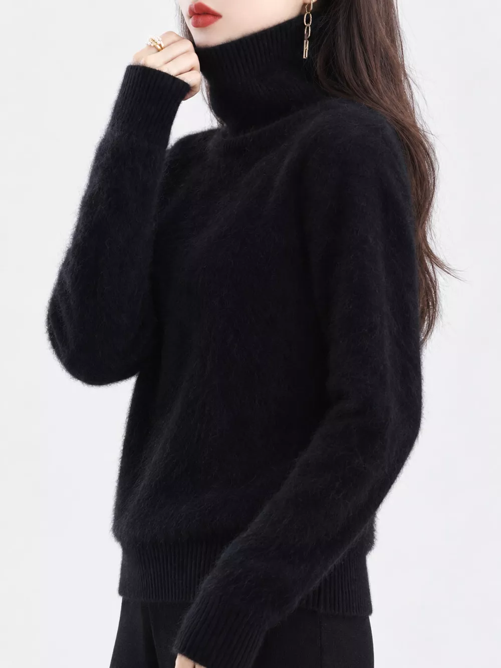 Full Size Turtleneck Long Sleeve Sweater Plus Size, image 97