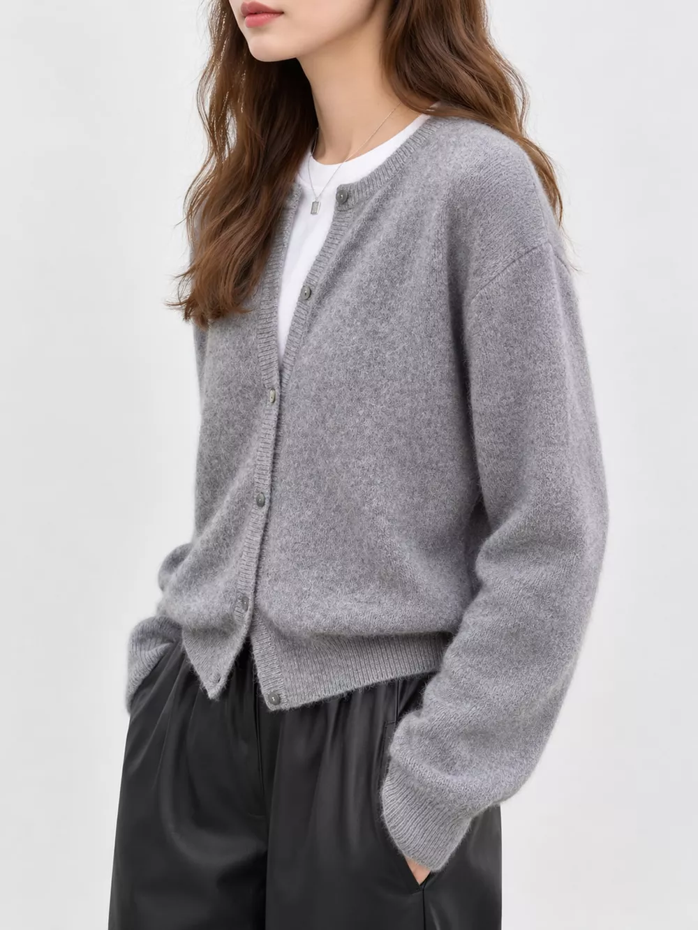 Crew Neck Button-Down Knit Cardigan, image 17