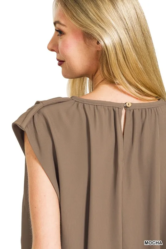 Woven Drawstring Tie Side Sleeveless Top, image 7