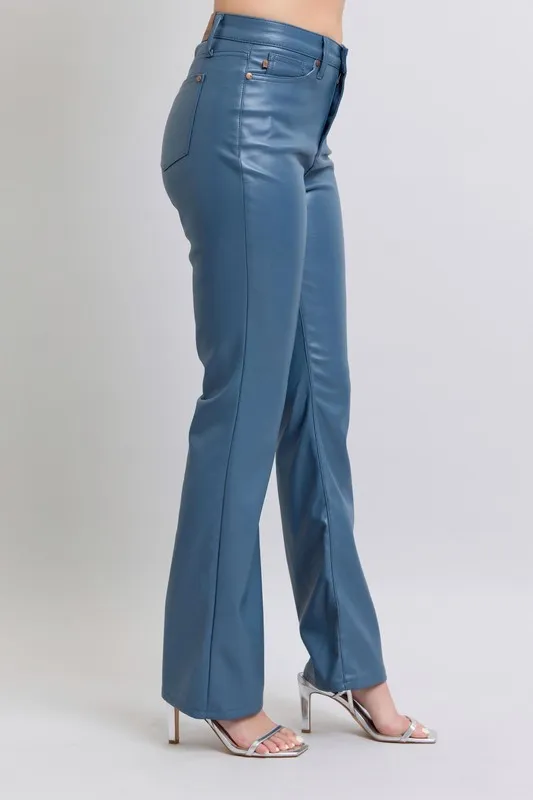 Full Size High Waist Tummy Control Faux Leather Bootcut Pants Plus Size, image 10