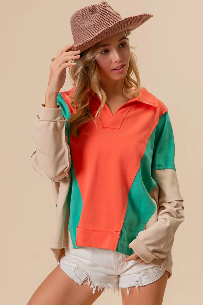 Colorblock Exposed Seam French Terry Sweatshirt, image 11