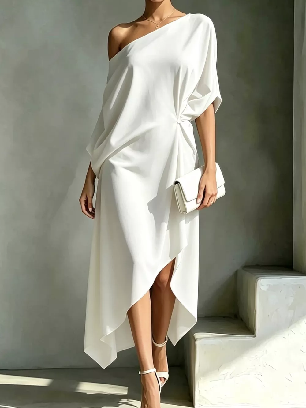 Full Size One-Shoulder Asymmetric Hem Midi Dress Plus Size, image 22