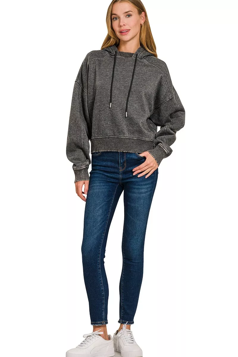 Acid Wash Fleece Hoodie, image 3