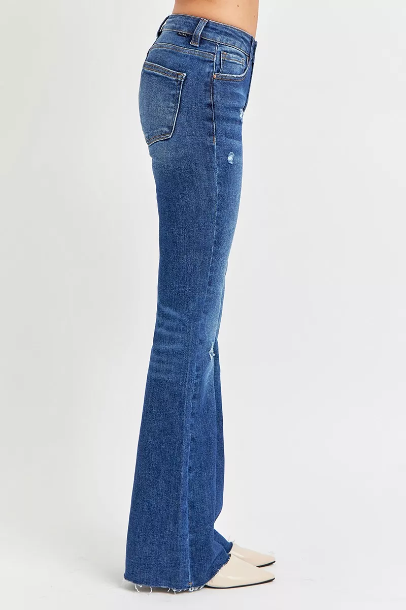 Full Size Distressed Mid Rise Flare Jeans Plus Size, image 6