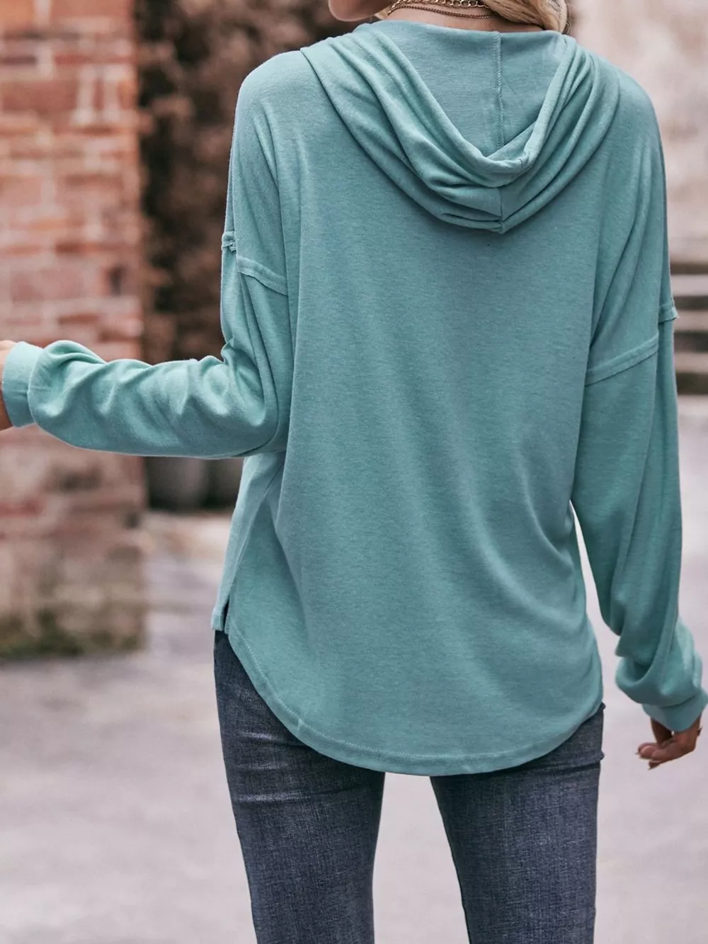 Drawstring Dropped Shoulder Hoodie, image 23