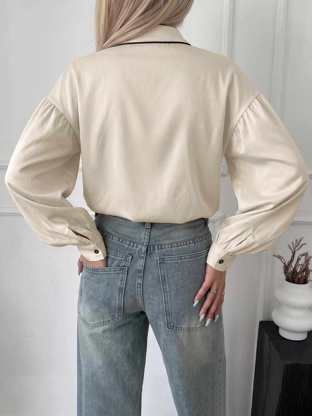 Contrast Trim Long Sleeve Shirt, image 6