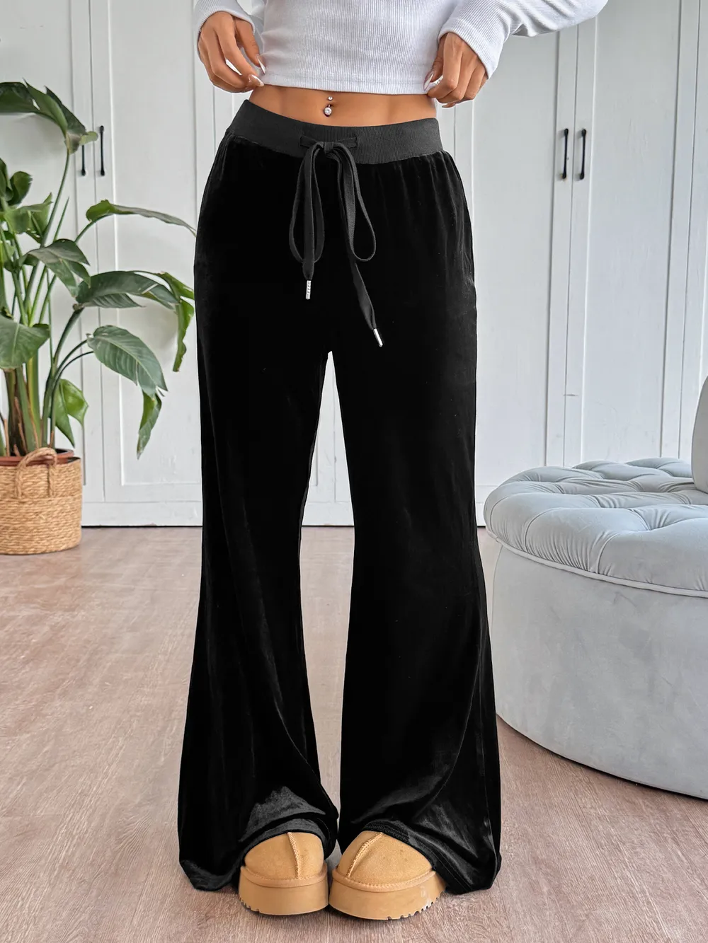 Wide-Leg Drawstring Pants, image 10