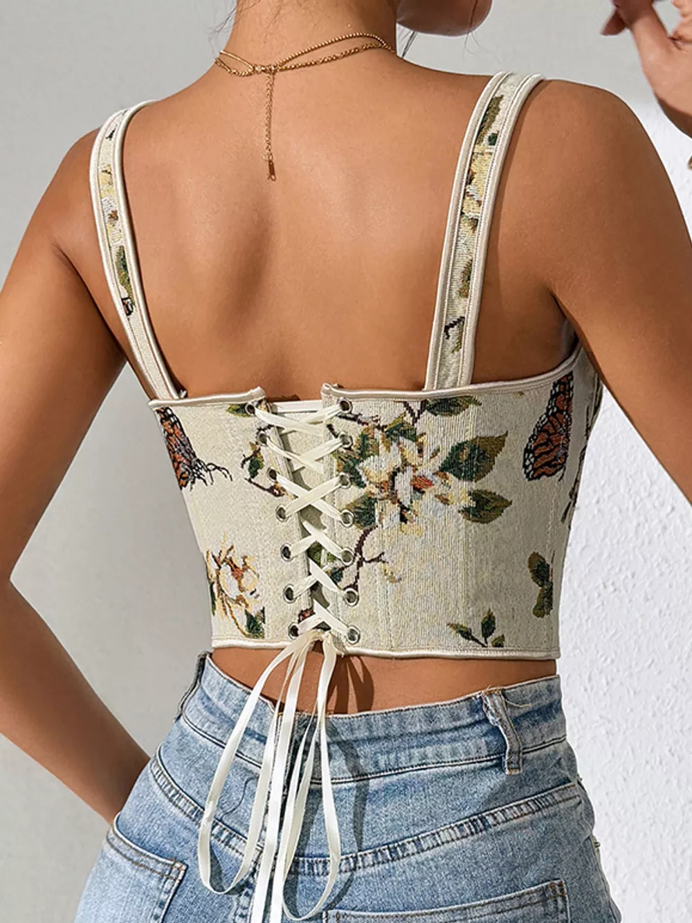 Floral Lace Up Back Tank, image 12