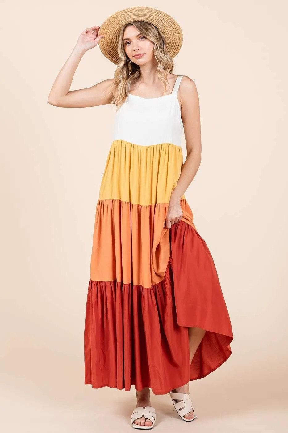Color Block Tiered Pull-On Maxi Dress, image 3