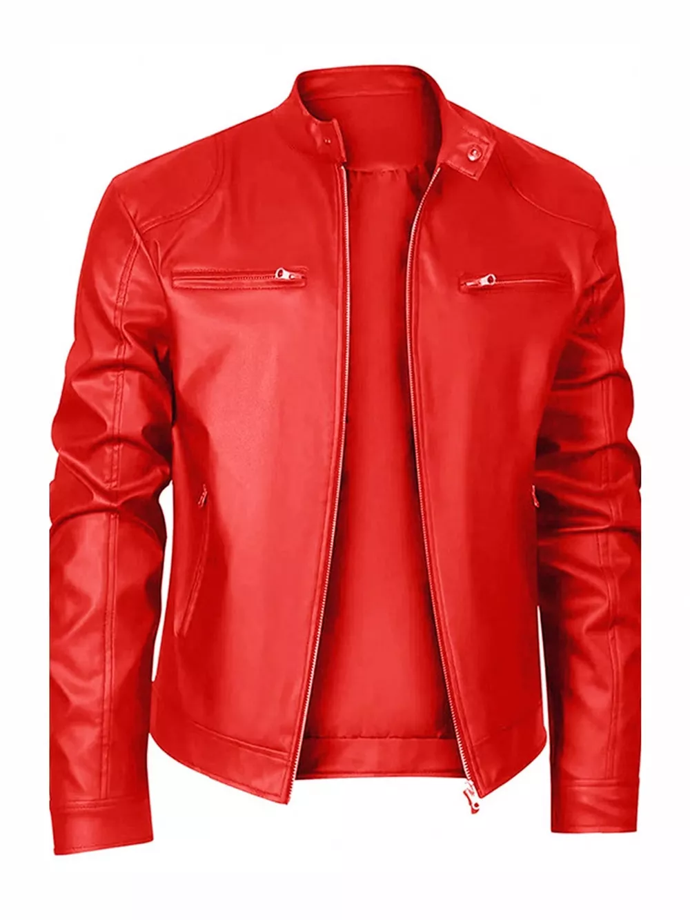 Men's Full Size Faux Leather Zip Up Jacket Plus Size, image 14