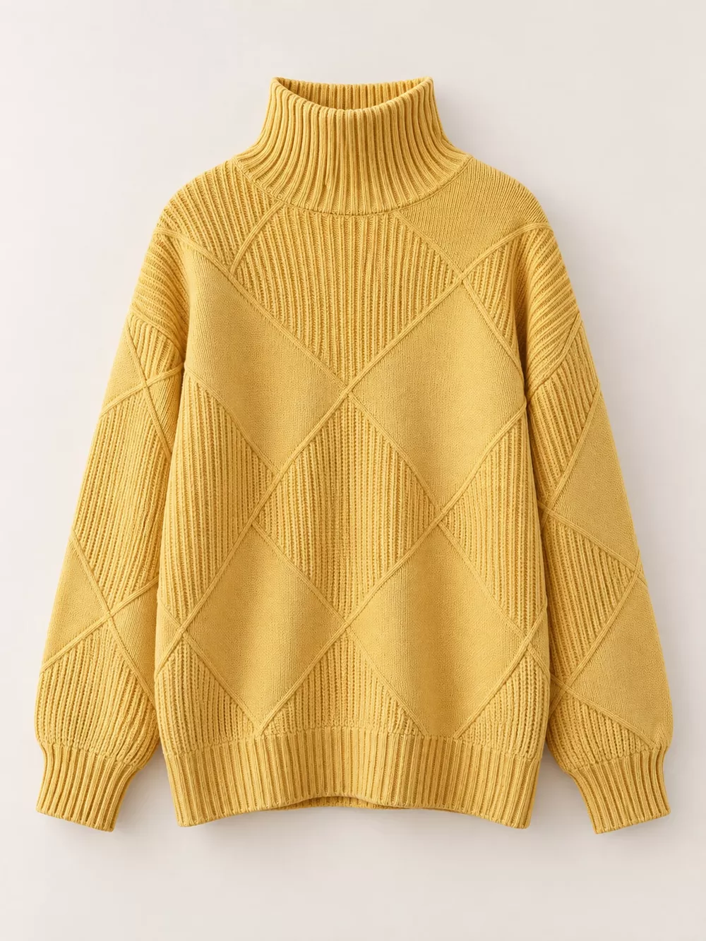 Full Size Diamond Pattern Turtleneck Sweater Plus Size, image 39