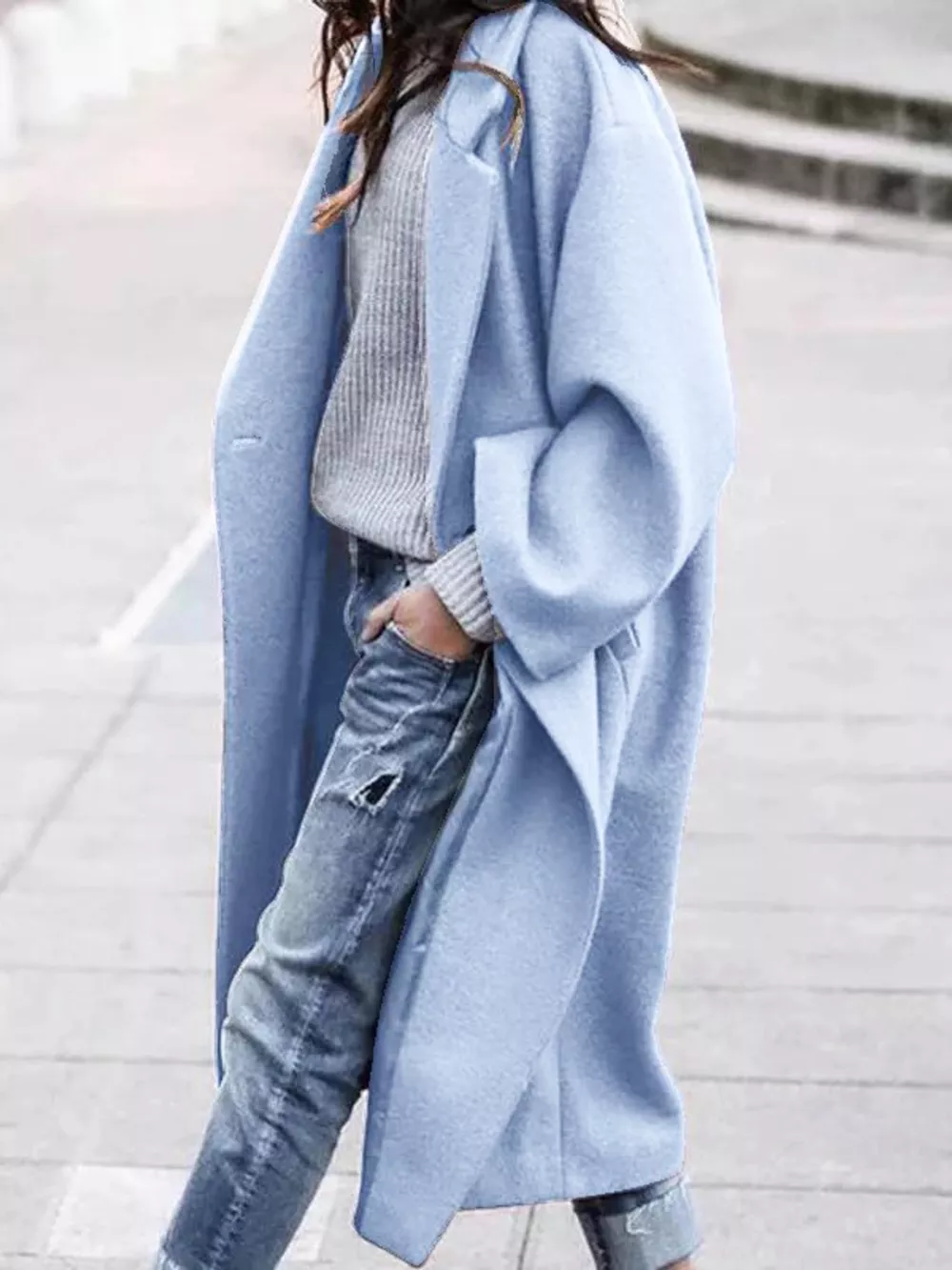 Full Size Lapel Collar One Button Coat Plus Size, image 25