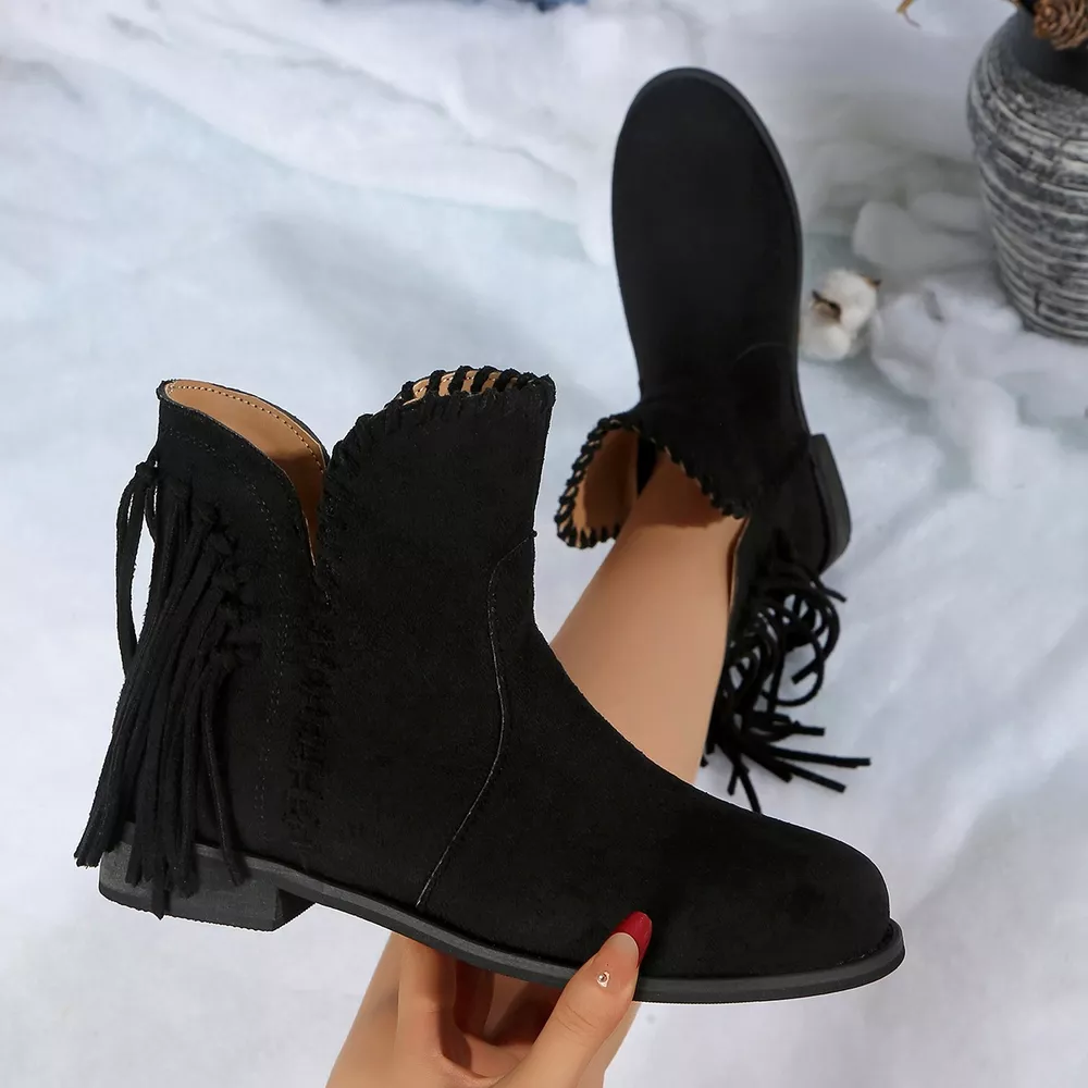 Fringe Point Toe Ankle Boots, image 4