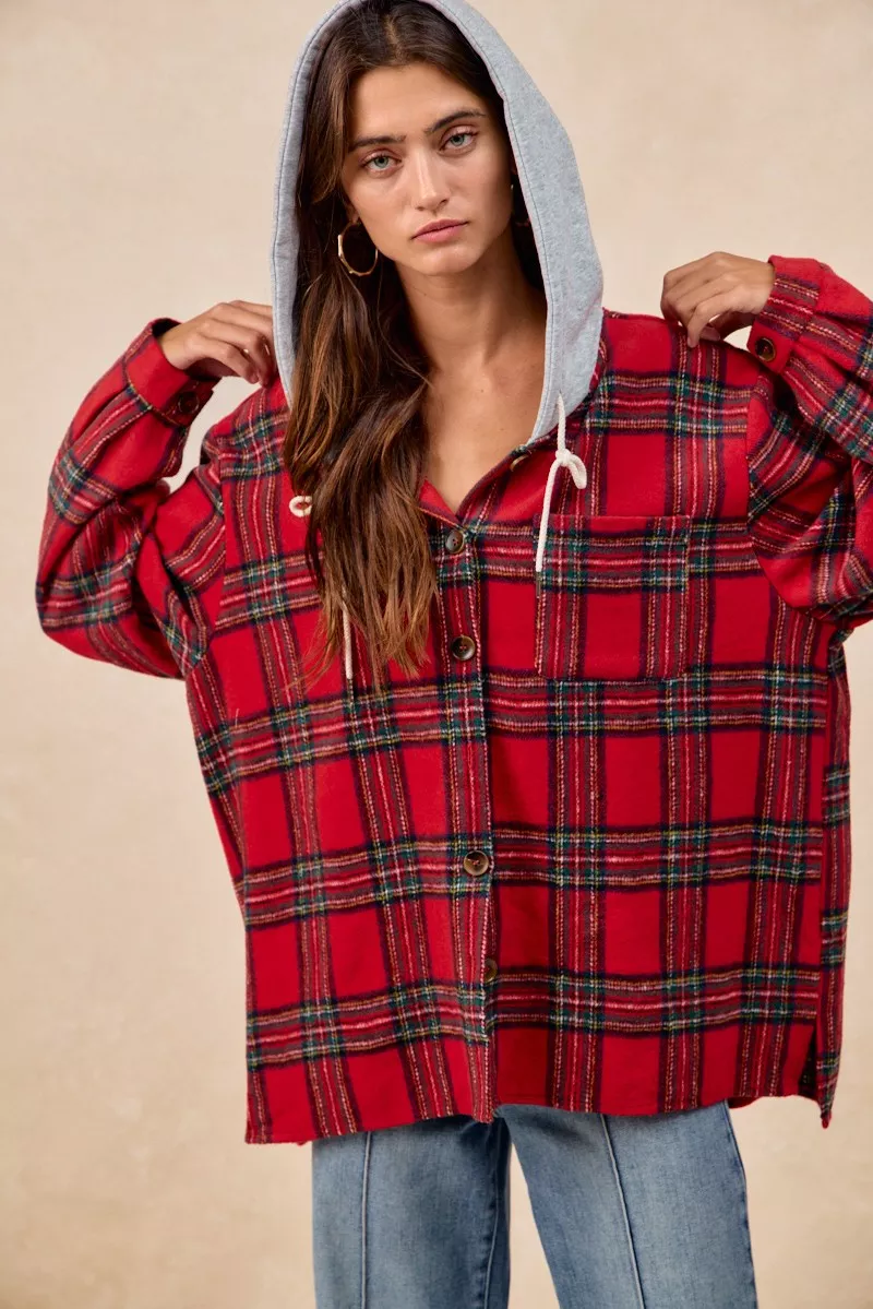 Brushed Plaid Hooded Jacket, image 16