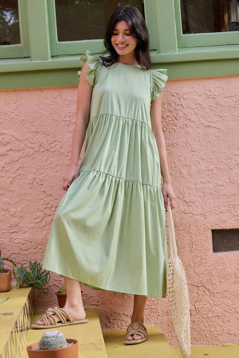 Ruffle Short Sleeve Tiered Maxi Dress, image 4