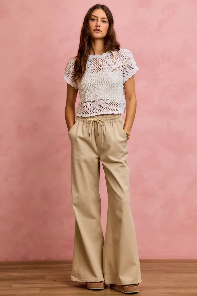 Crochet Scallop Edge Short Sleeves Knit Cover Up, image 12