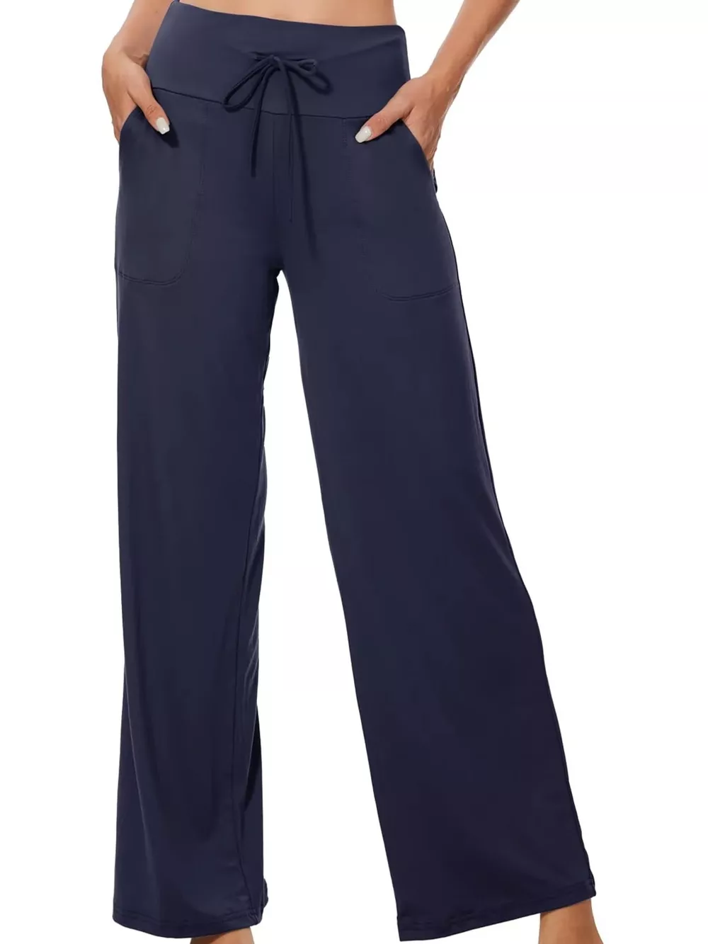 High-Waisted Wide-Leg Lounge Bottoms with Pockets, image 3