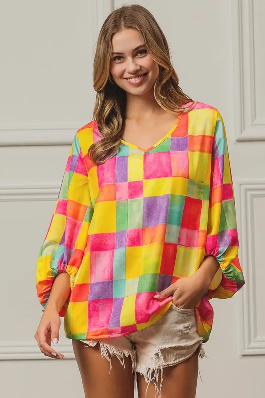 Multi Block Bubble Pop Ballon Top, image 7