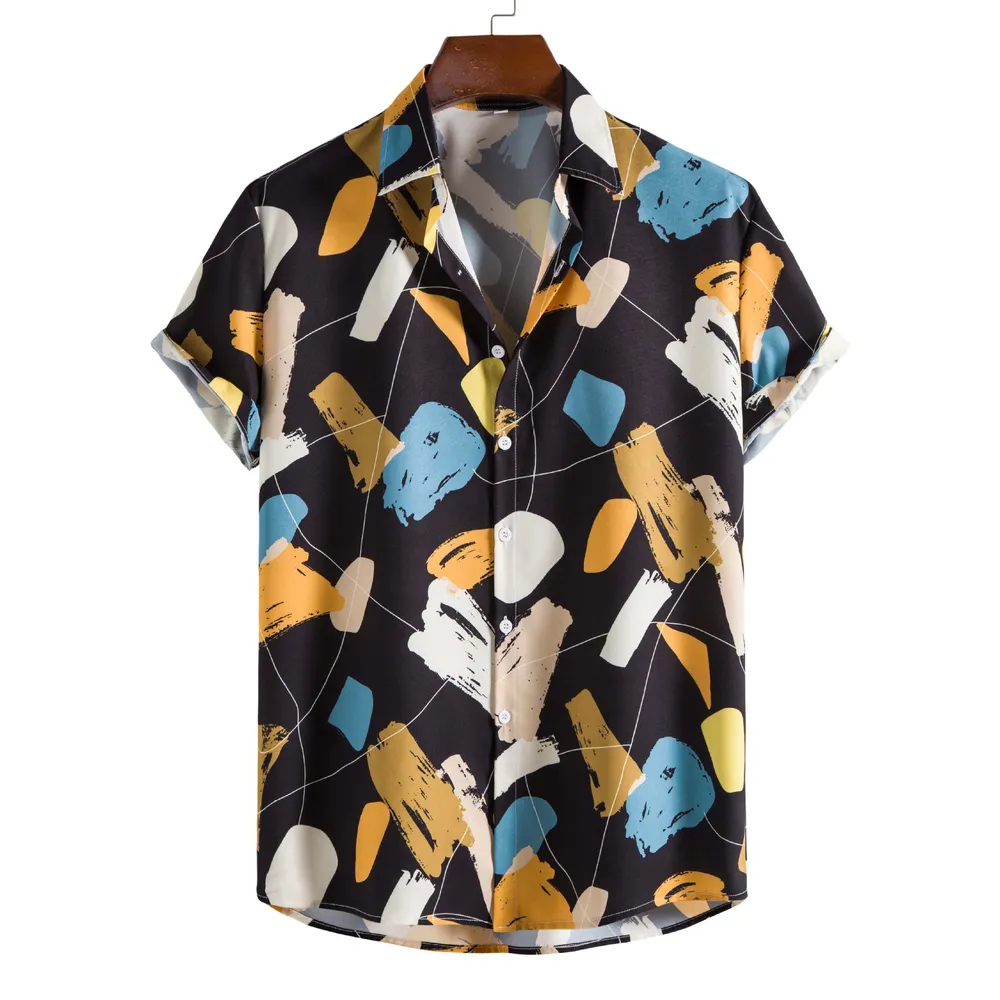 Men's Printed Button Up Short Sleeve Shirt