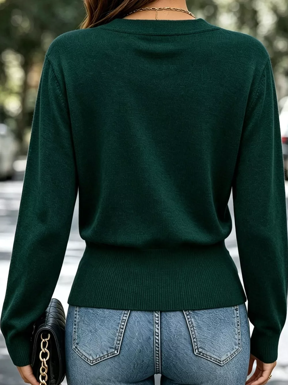 Surplice Elastic Waist Long Sleeve Knit Top, image 19