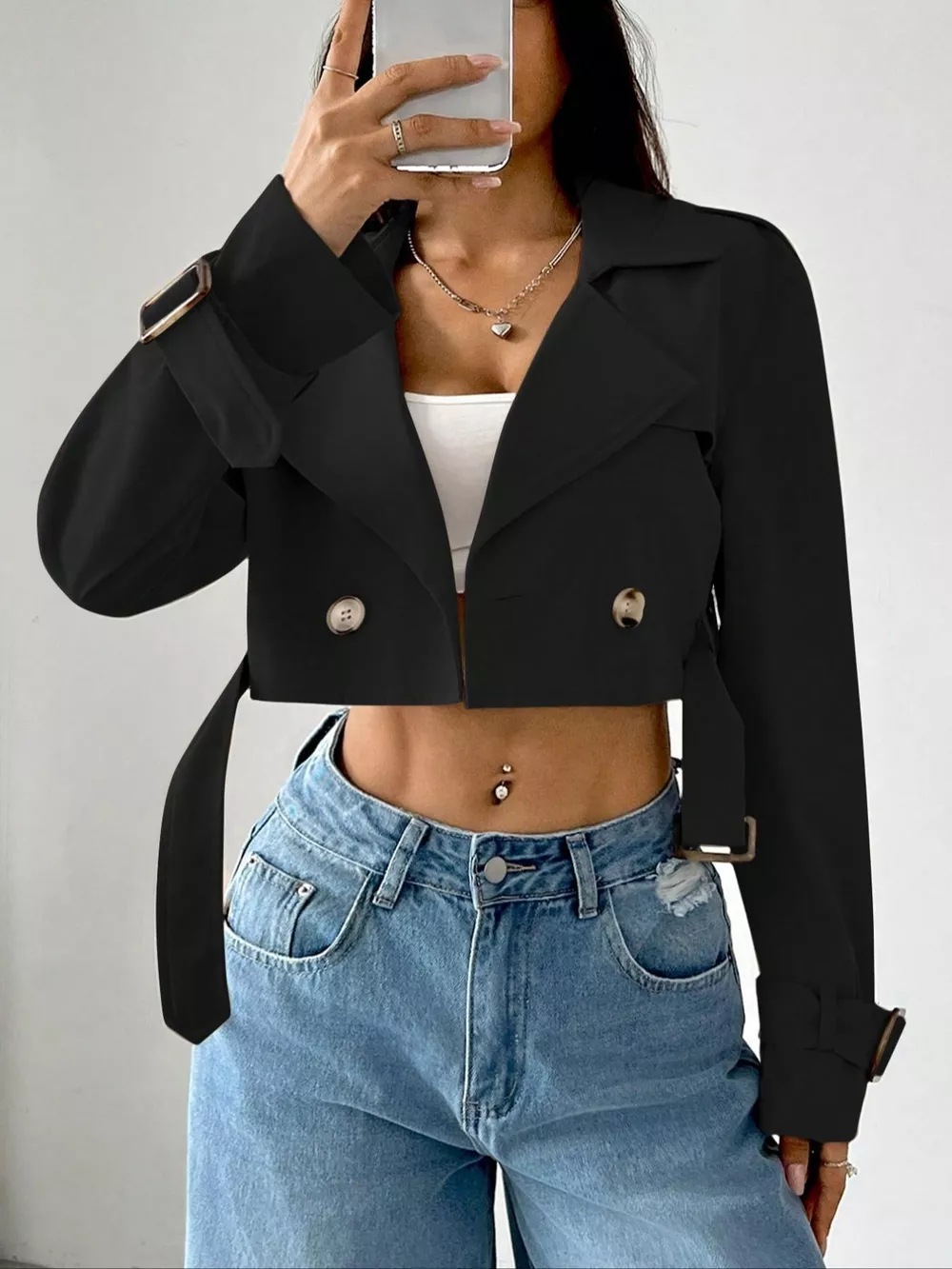 Double-Breasted Cropped Outerwear, image 18