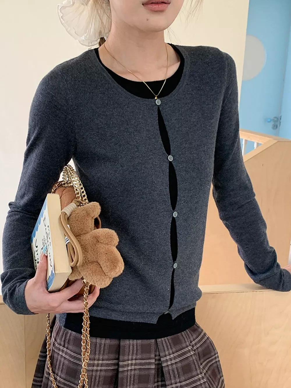 Layered Look Long Sleeve Knit Top, image 18