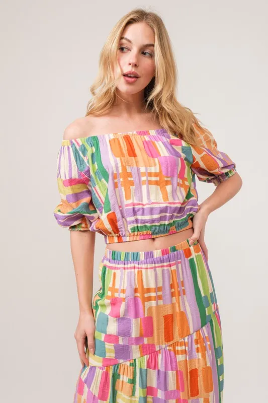 Asymmetric Geo Printed Tiered Maxi Skirt, image 9