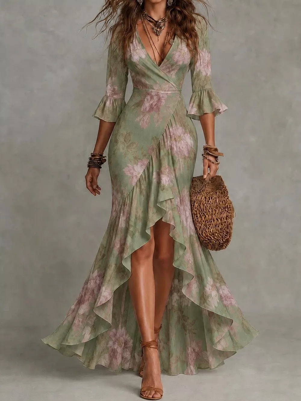 High-Low Ruffled Maxi Dress, image 16