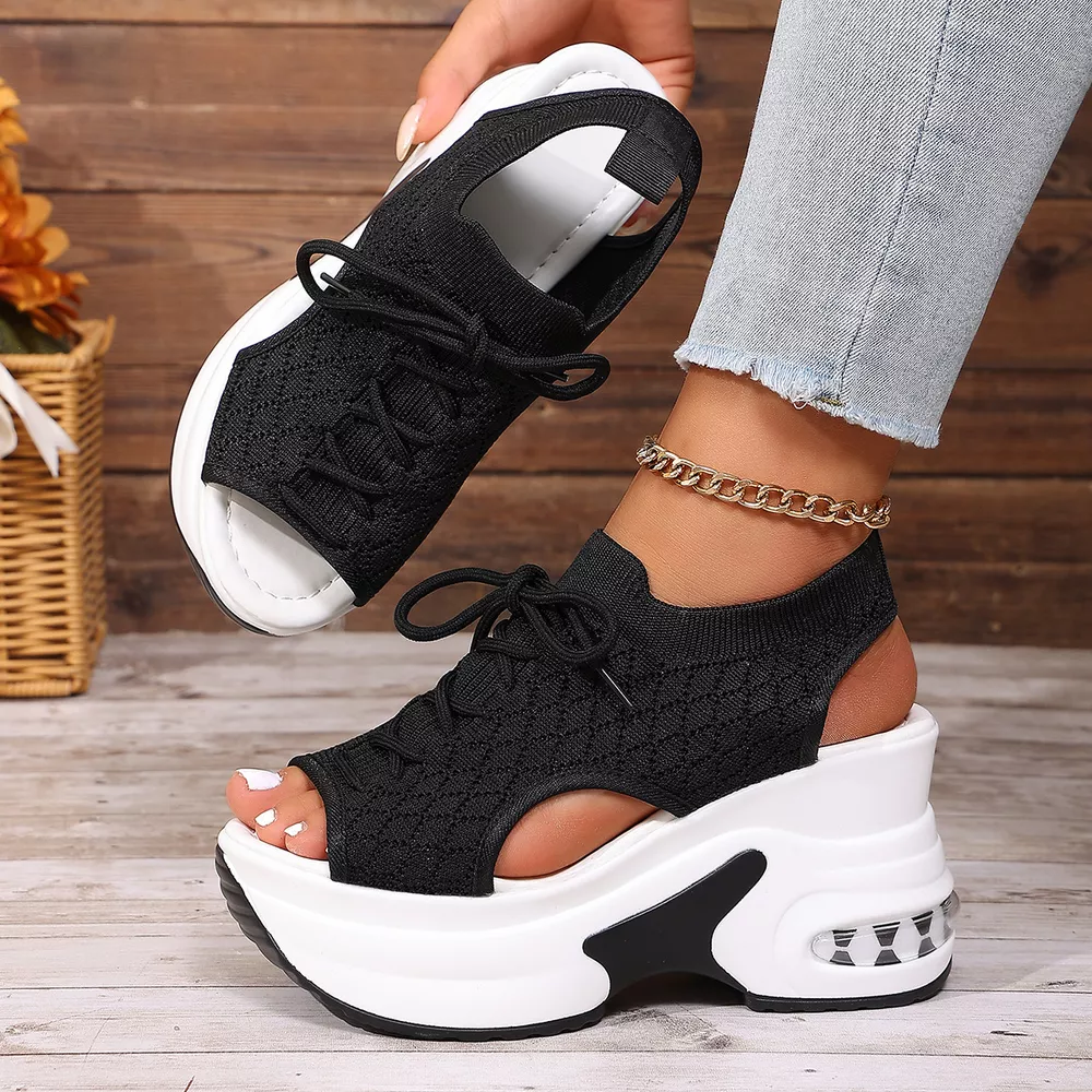 Peep Toe Wedge Sandals, image 8