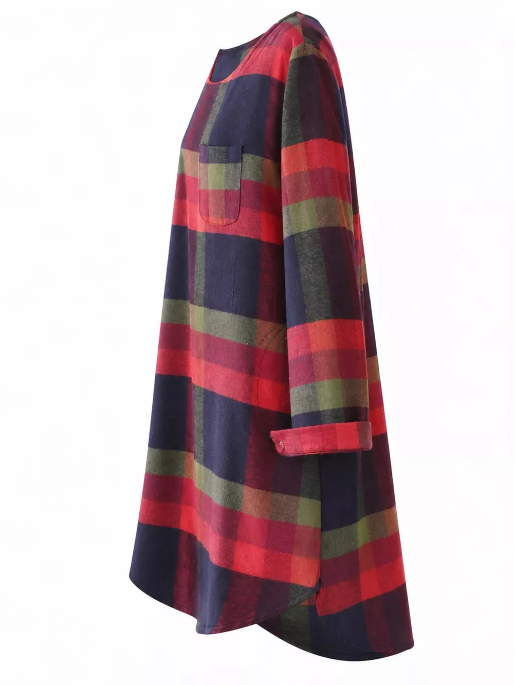 Vintage Plaid Loose Casual Long Sleeve Dress, image 3