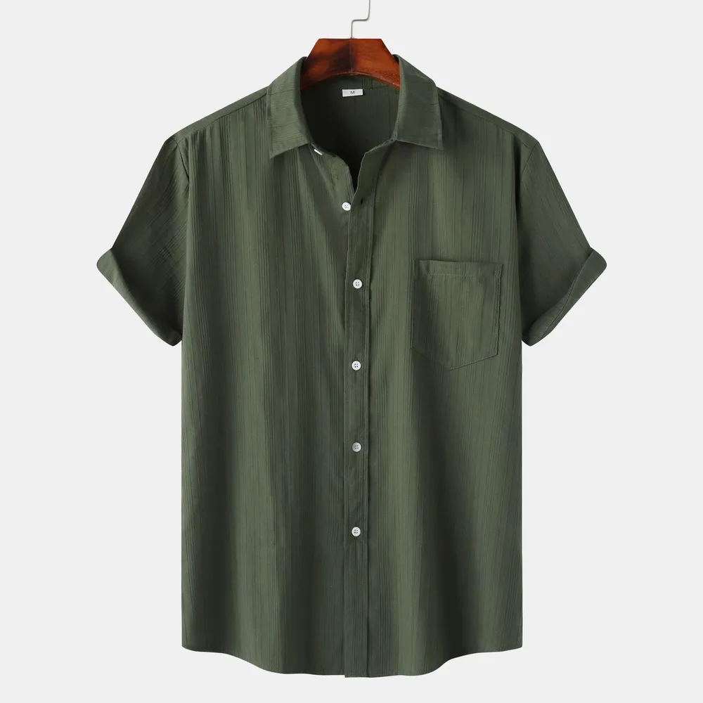 Men's Short Sleeve Button Down Shirt with Chest Pocket