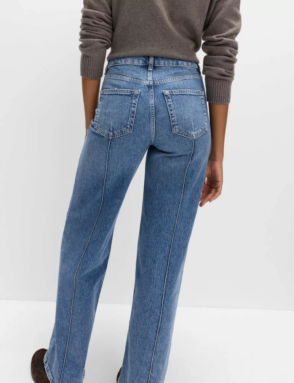 Wide Leg Jeans with Front Seam Detail, image 5
