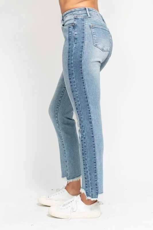 Full Size Vintage Wash Side Panel Detail with Fray Hem Slim Plus Size, image 9
