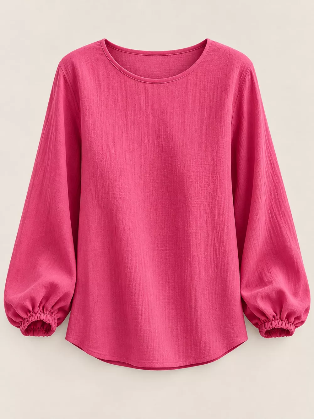 Full Size Elasticated Cuffs Long Sleeve Blouse Plus Size, image 13