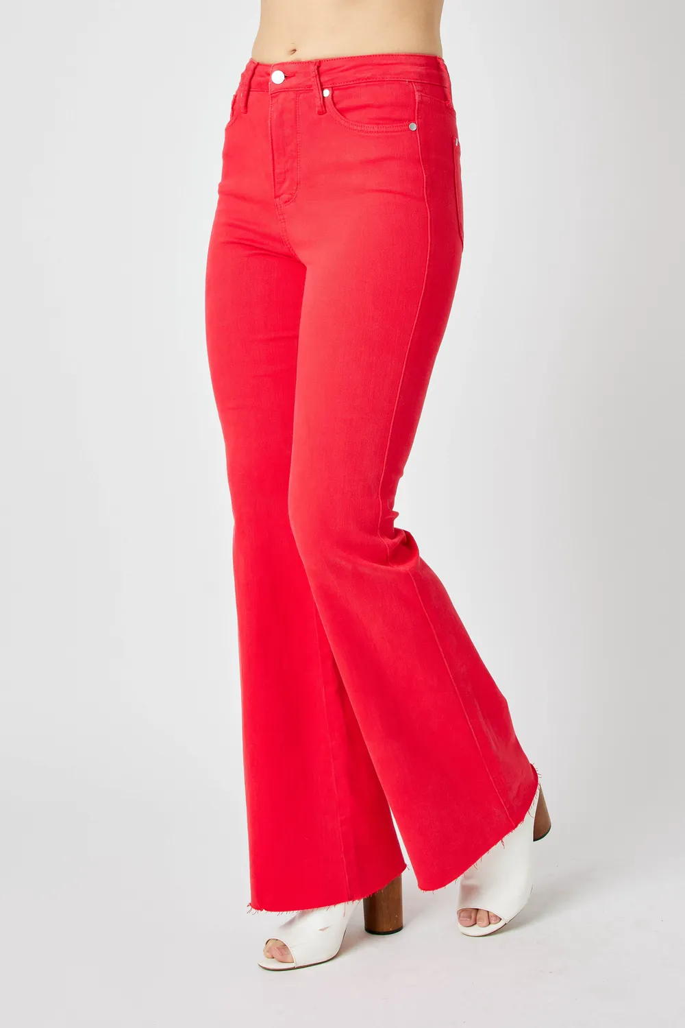 Full Size Hw Tummy Control Garment Dyed Flare Jeans Plus Size, image 8