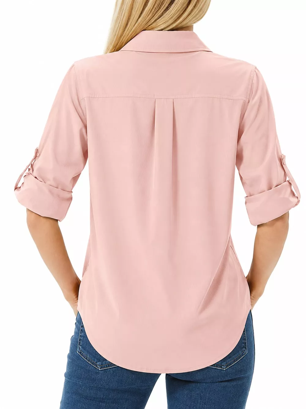 Full Size Button-Down Roll-Up Sleeve Shirt Plus Size, image 3