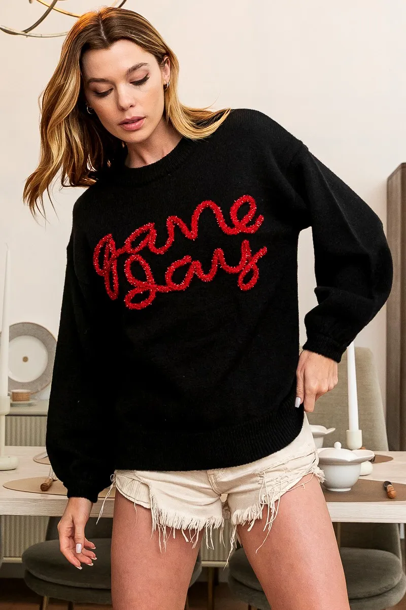 Game Day Metallic Letter Sweater, image 8