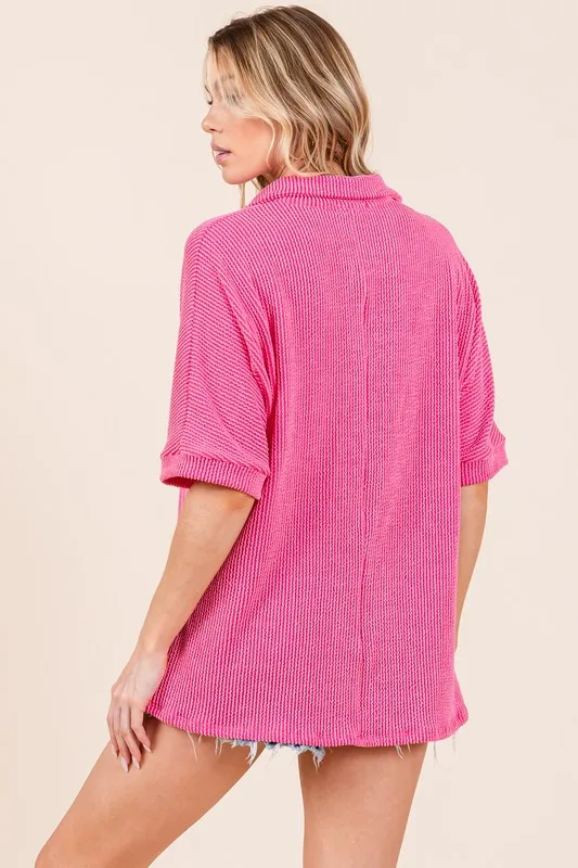 Ribbed Collared Neck Top, image 4