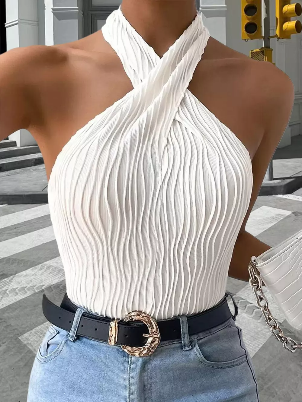 Textured Halter Neck Tank, image 4