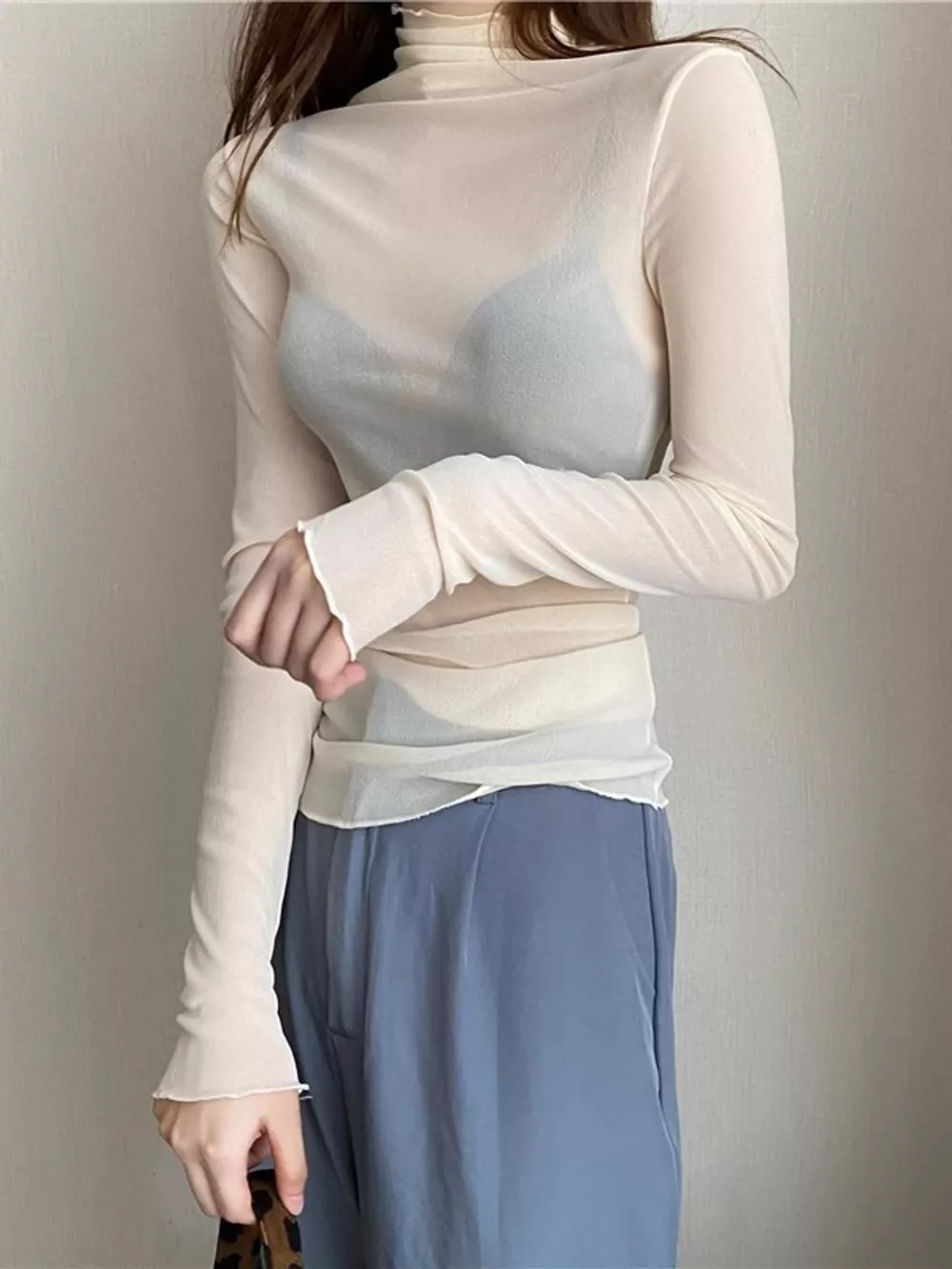 Turtleneck Long Sleeve Slim Fit T-Shirt, image 21