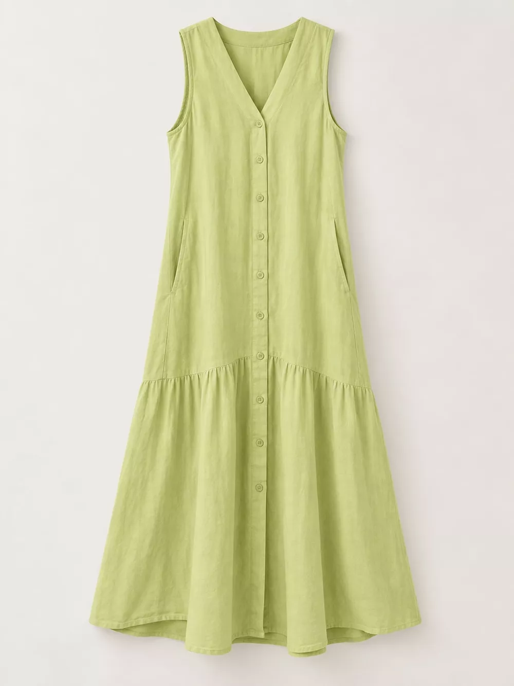 Full Size V-Neck Button Front Sleeveless Midi Dress Plus Size, image 19