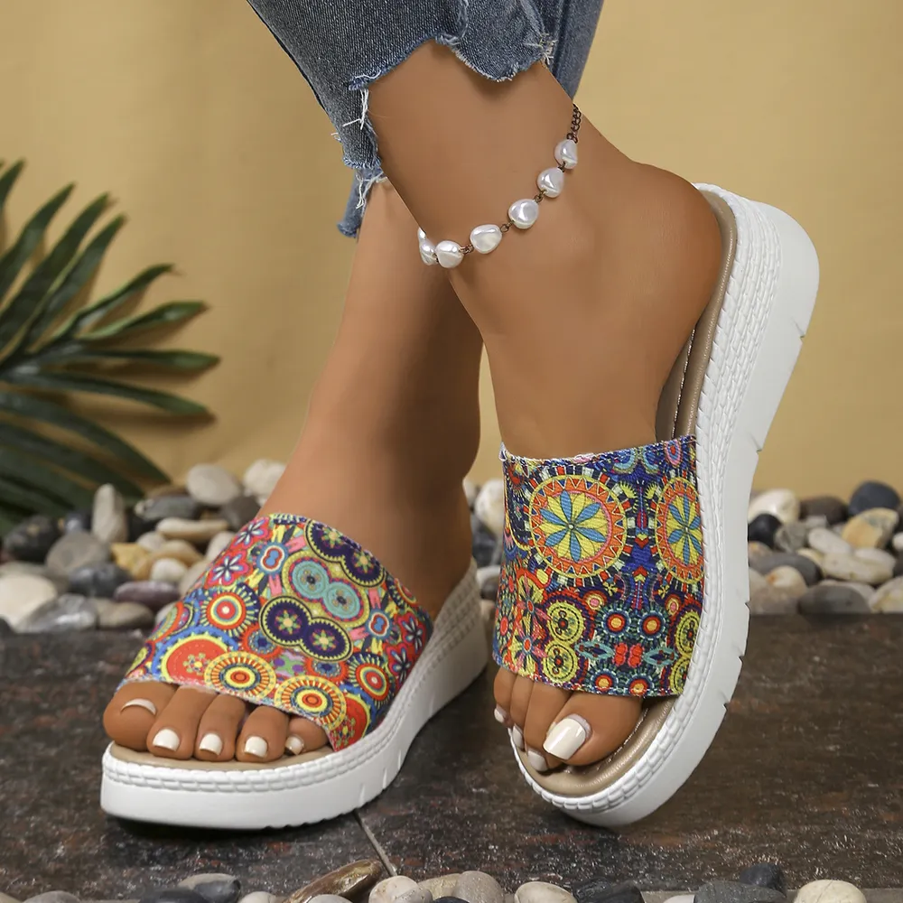 Bohemian Printed Platform Sandals, image 4