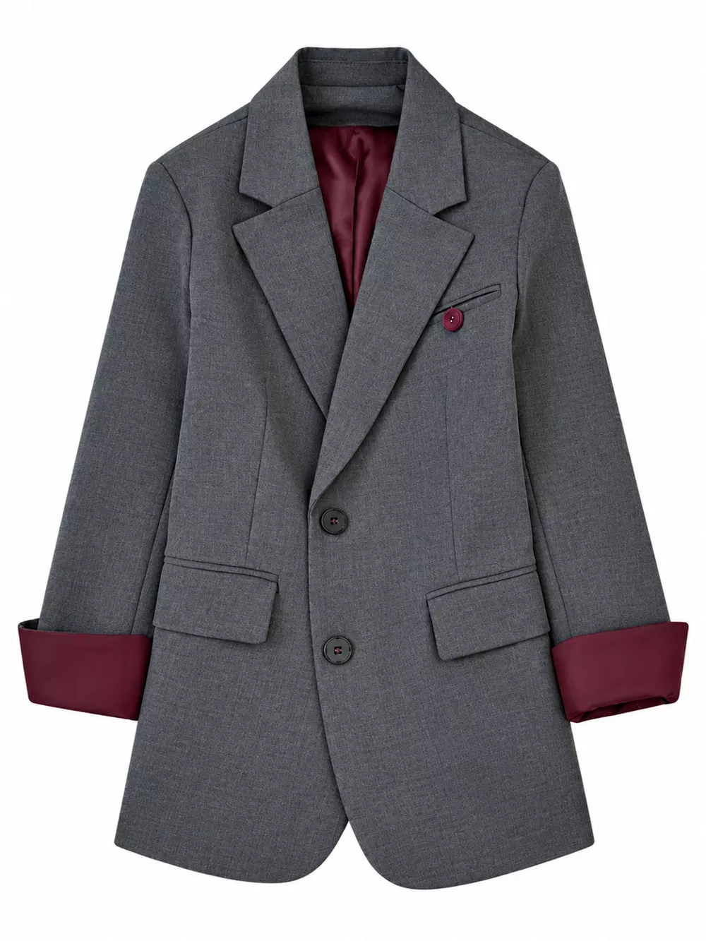 Lapel Collar Button Up Blazer