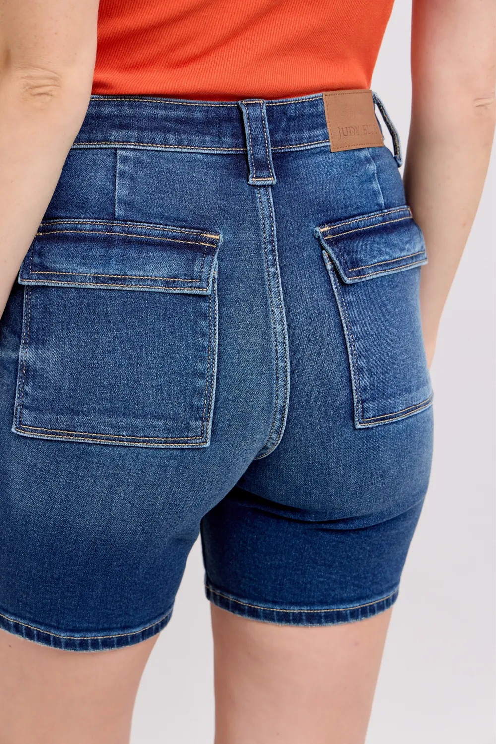 Full Size High Waist Bermudas Jeans W/ Back Flap Pockets Plus Size, image 7