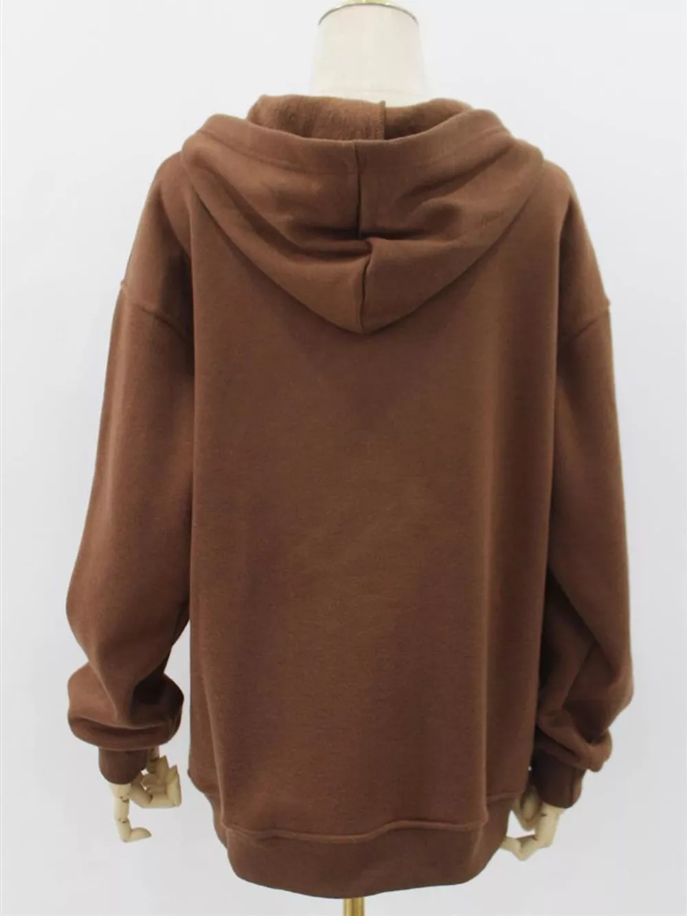 Full Size Zip-Up Dropped Shoulder Hoodie Plus Size, image 3