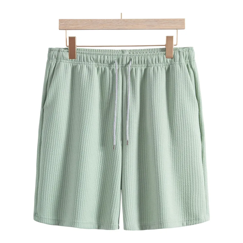 Men's Full Size Casual Textured Drawstring Shorts Plus Size