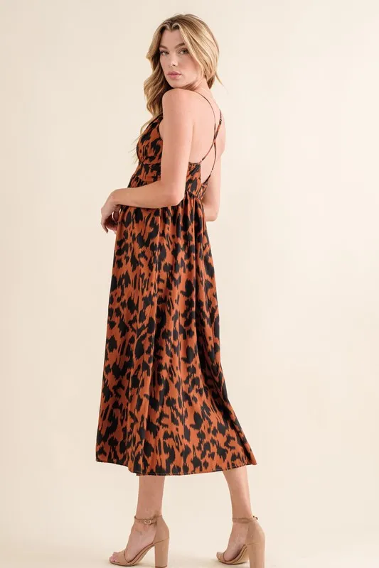 Leopard Print Plunge Maxi Dress, image 3