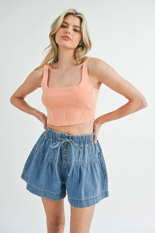Corset Design Detail Crop Knit Top, image 2